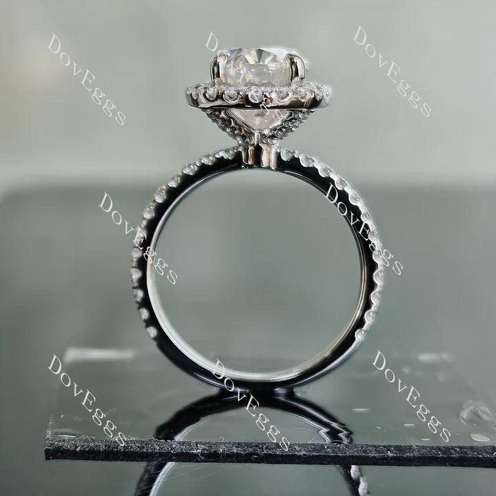 Doveggs halo pave engagement ring semi-mount only(Exclusively to DovEggs Stones)