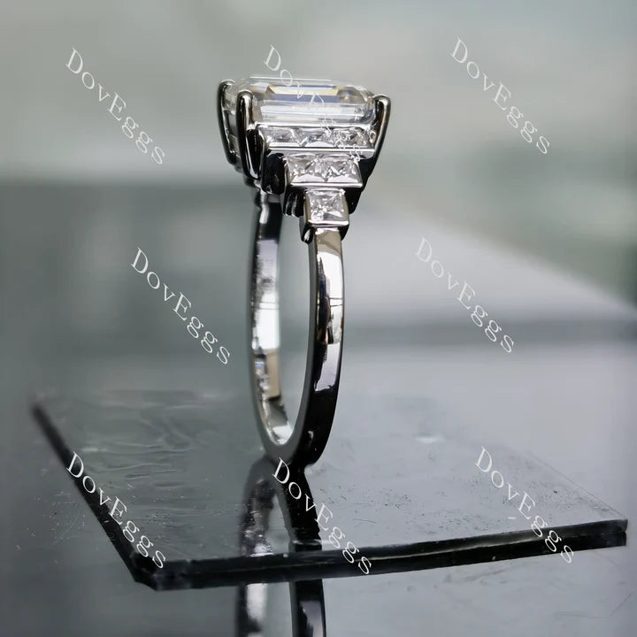 Doveggs art deco side stones engagement ring only semi-mount only(Exclusively to DovEggs Stones)