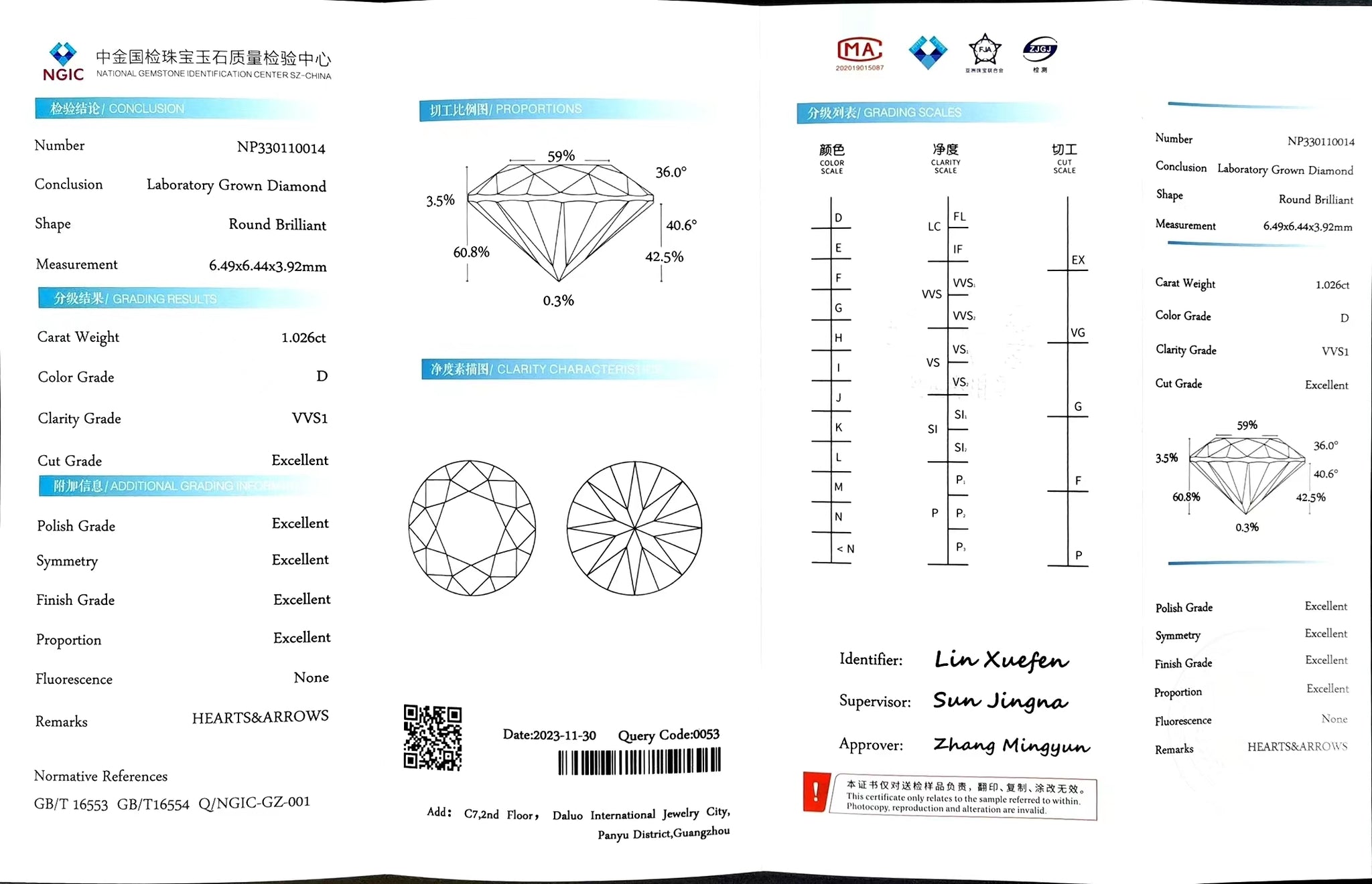 Doveggs 1.026ct round D color VVS1 Clarity Excellent cut lab diamond stone(certified)