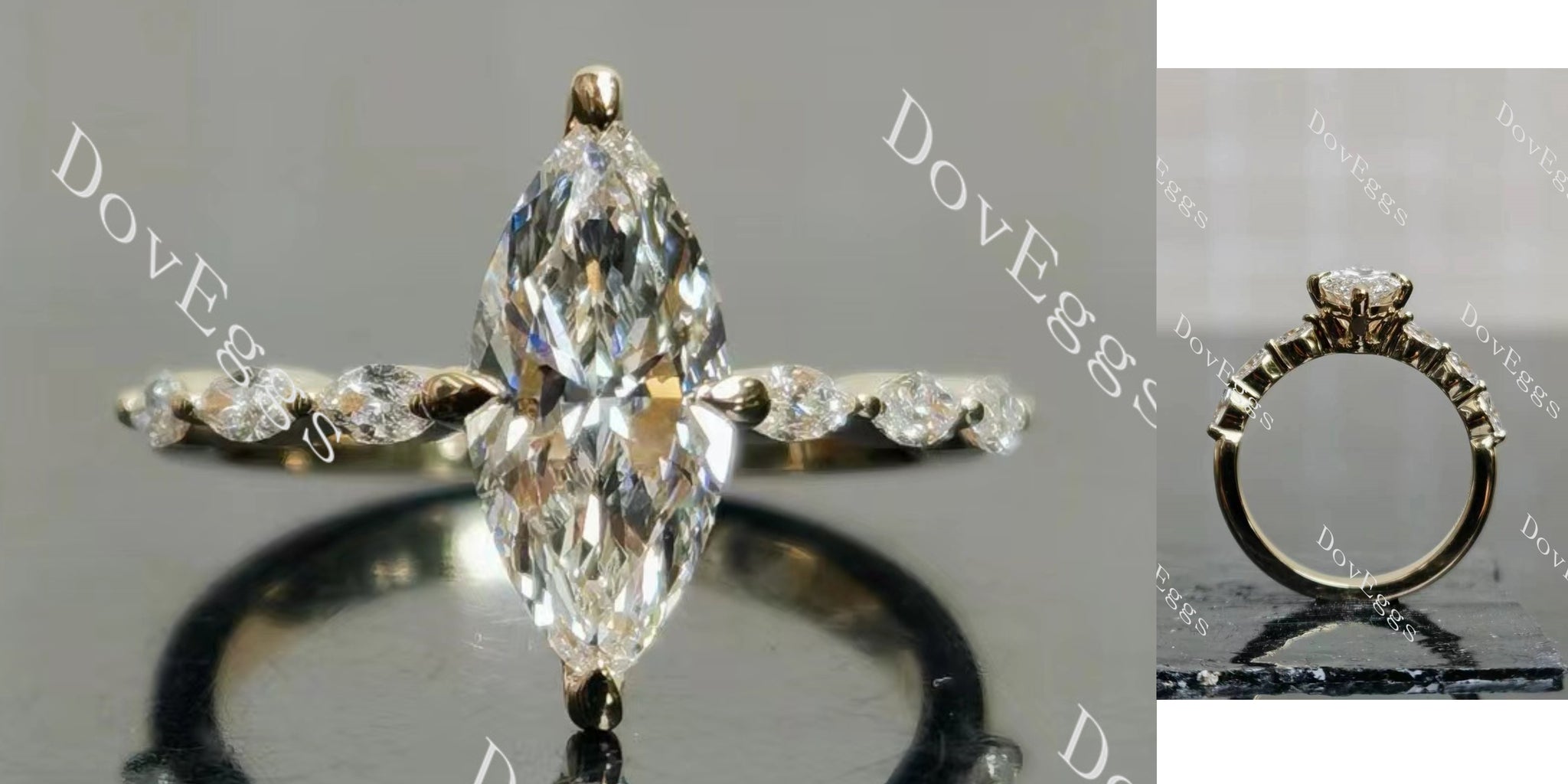 Marquise Pave Lab Grown Diamond Engagement Ring