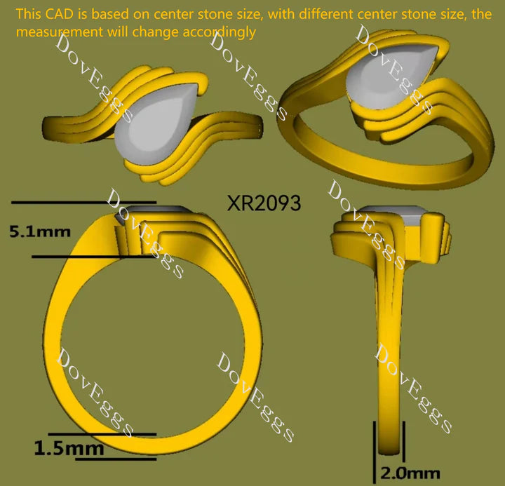 Doveggs solitaire swirl contours wrap engagement ring semi-mount only(Exclusively to DovEggs Stones)