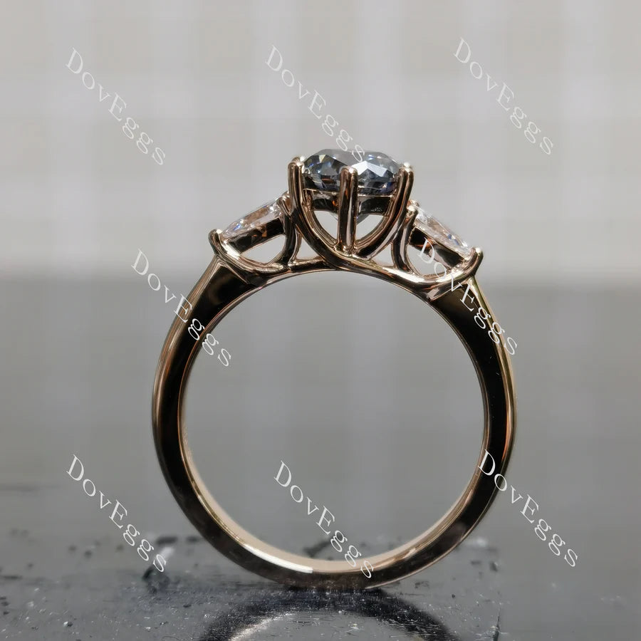 Doveggs three-stone  engagement ring semi-mount only(Exclusively to DovEggs Stones)