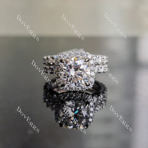 DovEggs pave half eternity halo engagement ring only semi-mount only(Exclusively to DovEggs Stones)