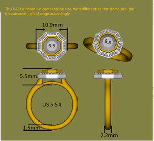 DovEggs bezel setting halo engagement ring semi-mount only(Exclusively to DovEggs Stones)