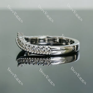 Doveggs Elongated Krupp cut Stardust Grey Moissanite bridal set (2 rings)