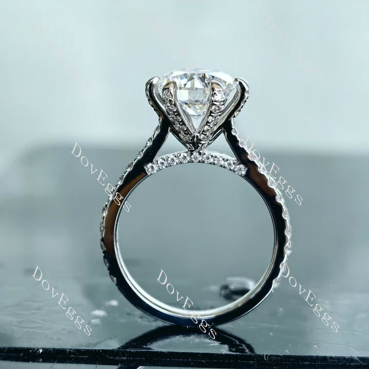 DovEggs eternity pave engagement ring only semi-mount only(Exclusively to DovEggs Stones）