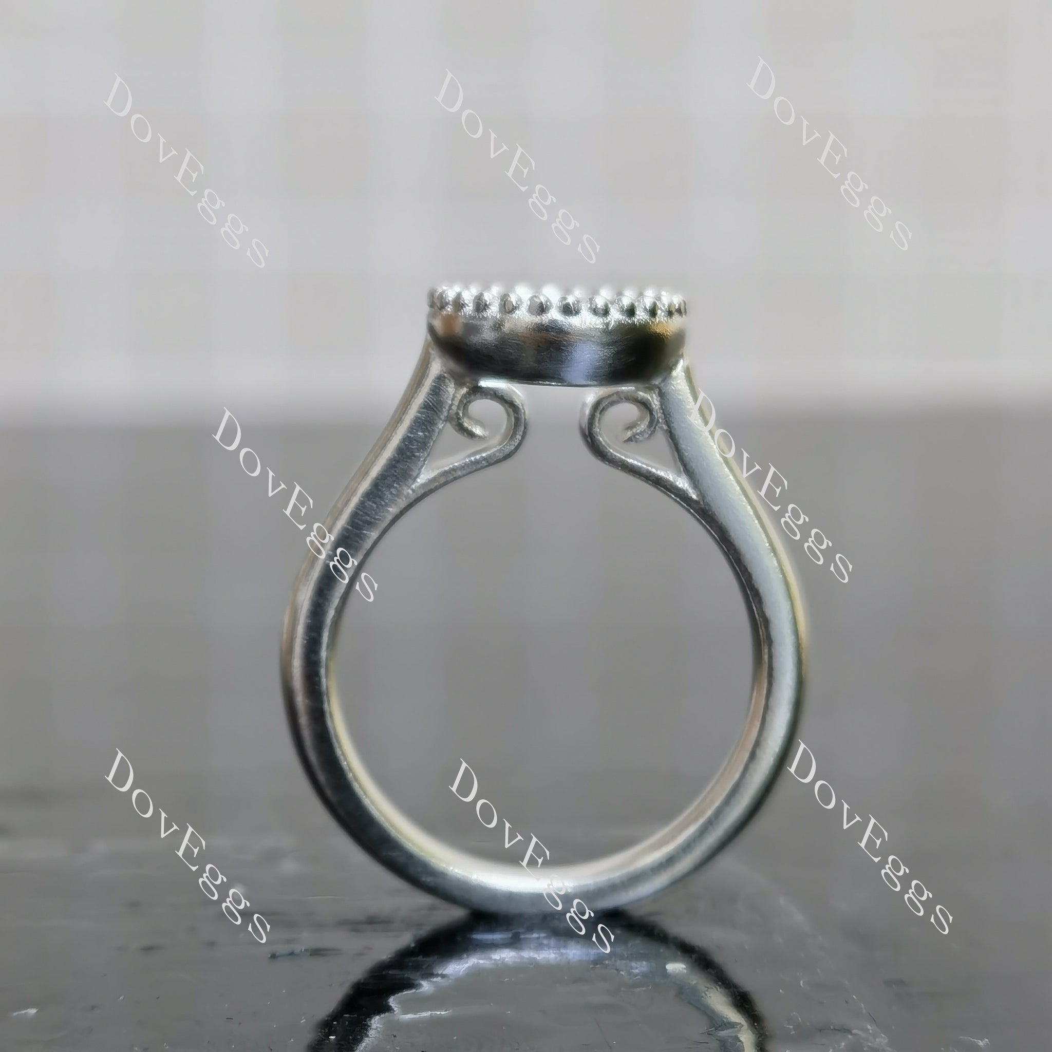 Doveggs vintage bezel solitaire engagement ring only semi-mount only(Exclusively to DovEggs Stones)