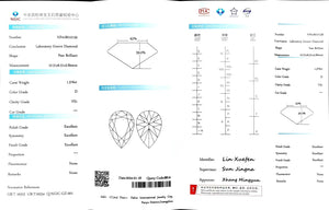 Doveggs 1.576ct pear D color VS1 Clarity Excellent cut lab diamond stone(certified)