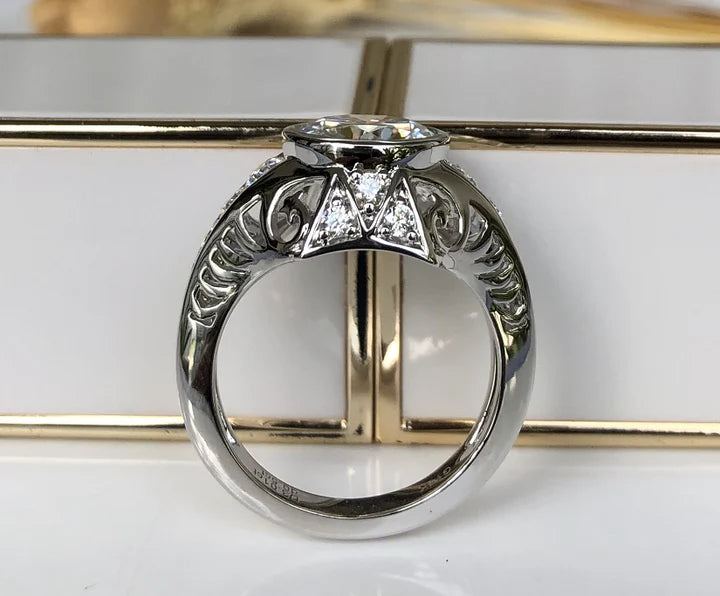 DovEggs round hollow out engagement ring only semi-mount only(Exclusively to DovEggs Stones)