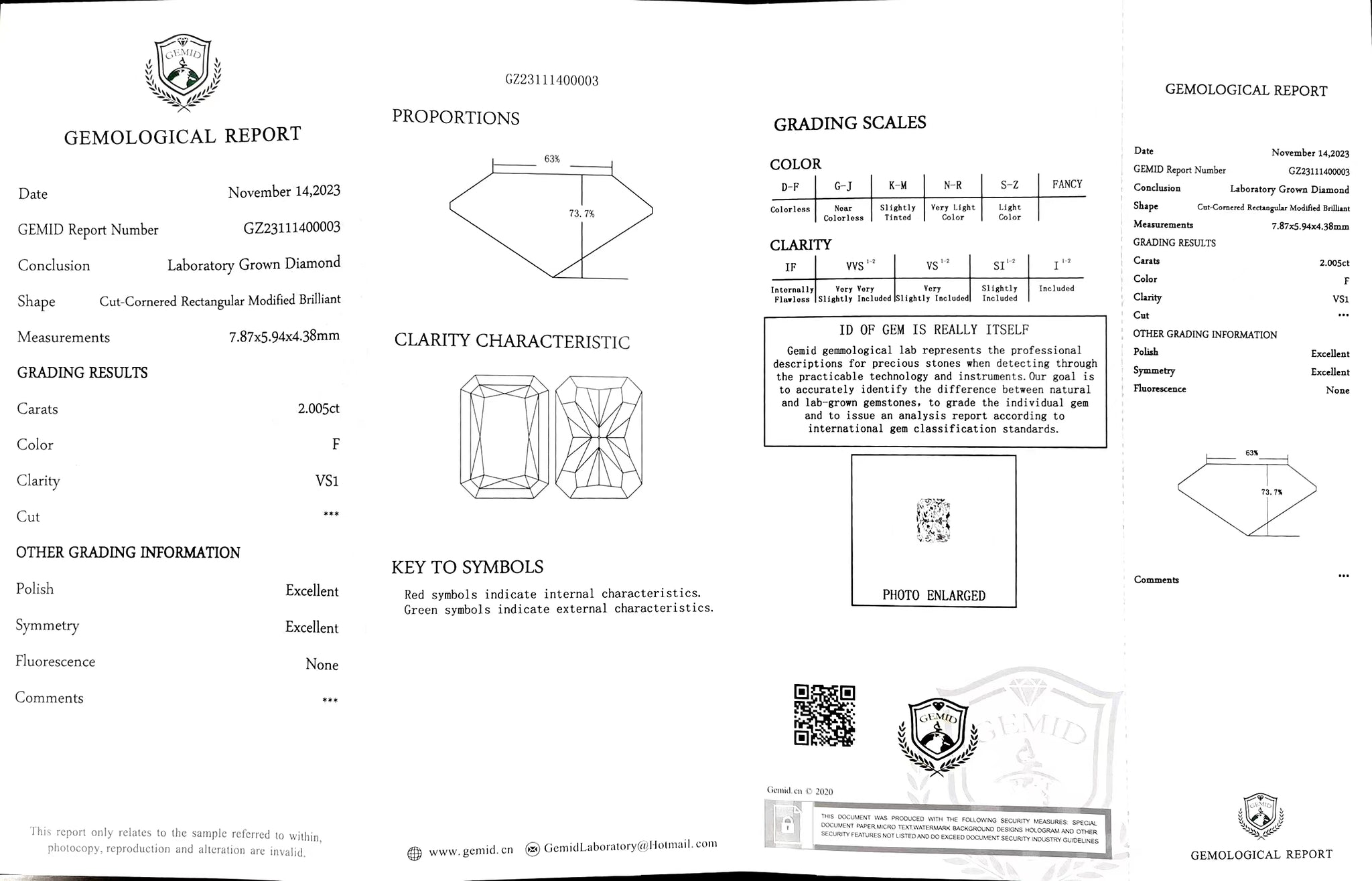 Doveggs 2.005ct radiant F color VS1 Clarity Excellent cut lab diamond stone(certified)