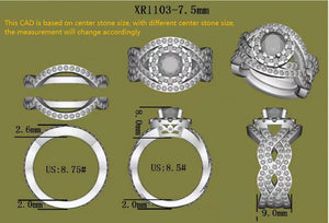 DovEggs  curved band halo engagement ring only semi-mount only(Exclusively to DovEggs Stones)