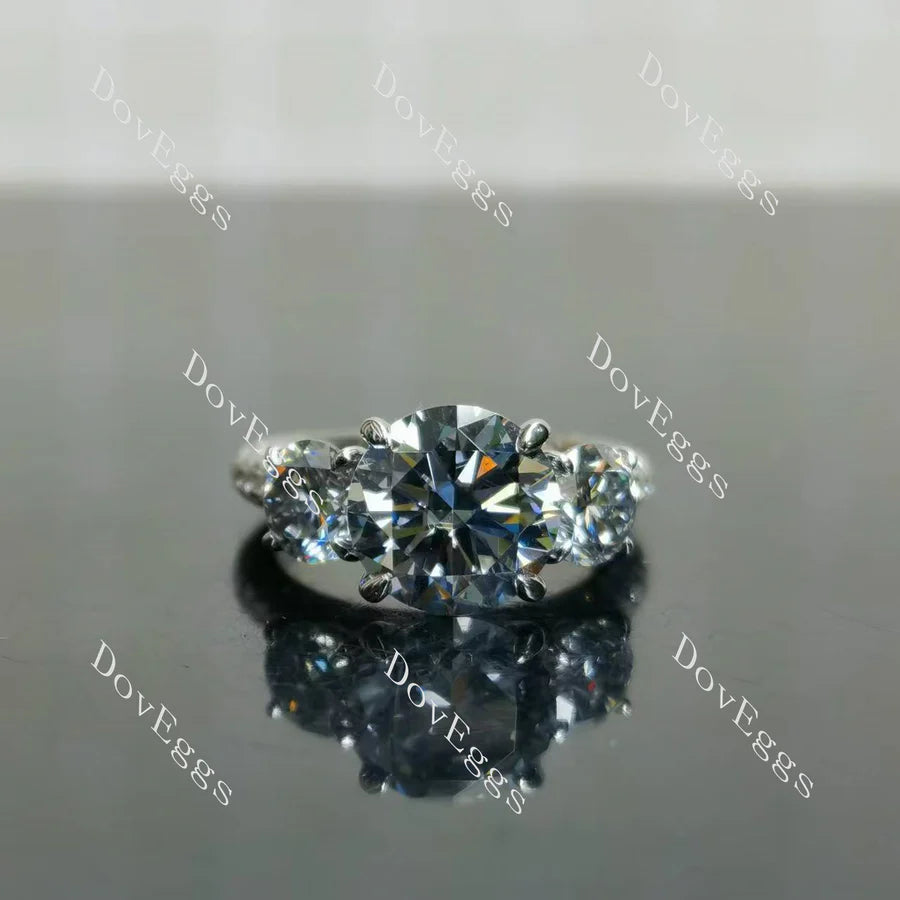 Doveggs three stones pave engagement ring semi-mount only(Exclusively to DovEggs Stones)