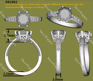 DovEggs vintage carved engagement ring semi-mount only(Exclusively to DovEggs Stones)