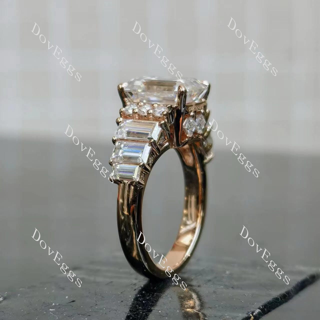 Doveggs pave side stones engagement ring semi-mount only(Exclusively to DovEggs Stones)