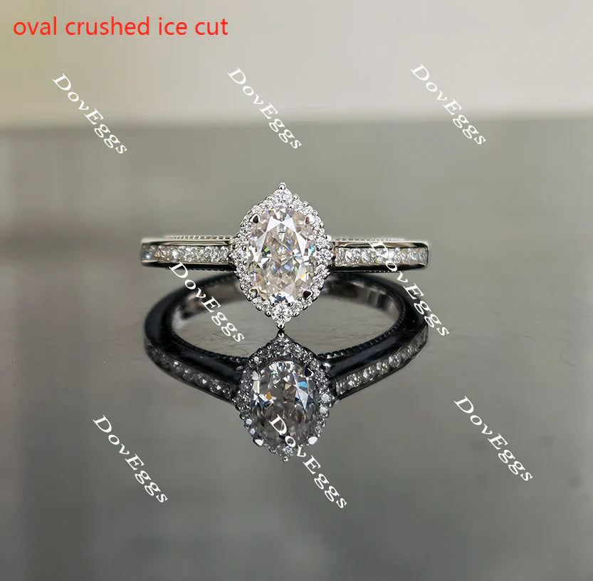 Doveggs halo pave engagement ring semi-mount only(Exclusively to DovEggs Stones)