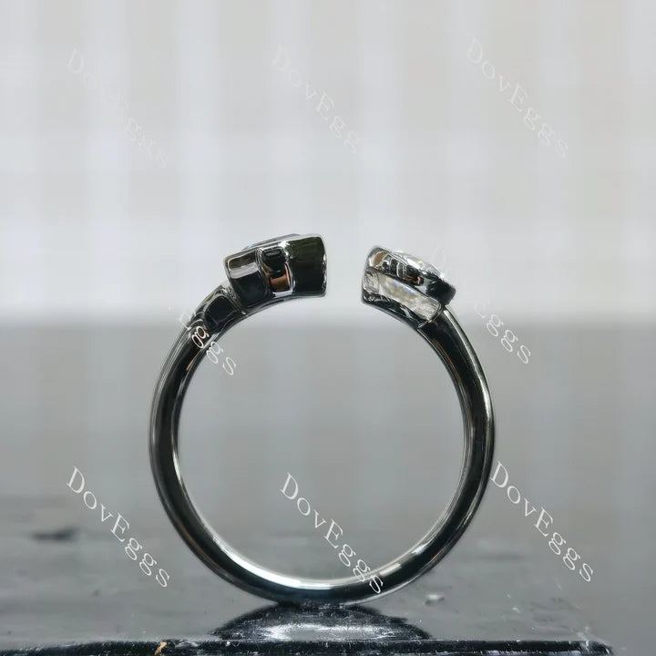 DovEggs bezel three stones engagement ring semi-mount only(Exclusively to DovEggs Stones)