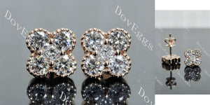 round four leaf clover moissanite/lab grown diamond push back earrings