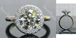 round halo pave art deco moissanite engagement ring