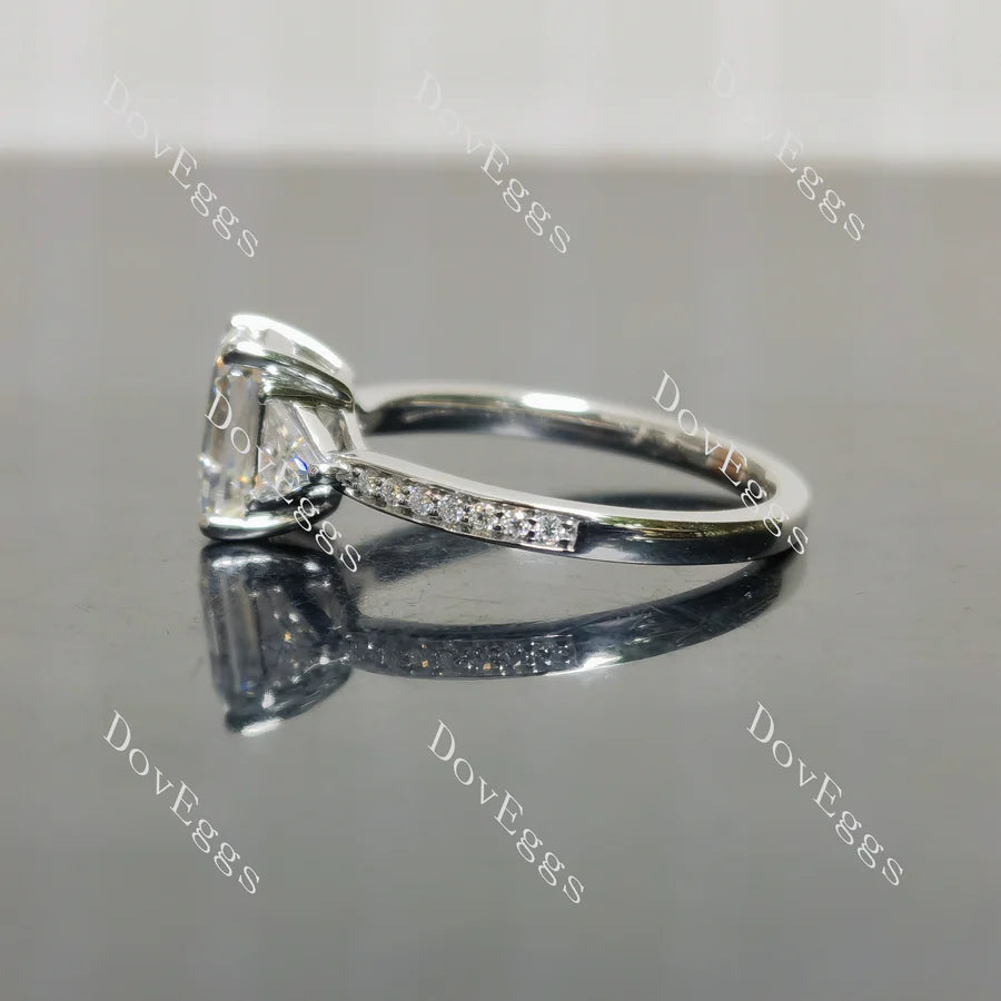 DovEggs three stones pave engagement ring only semi-mount only(Exclusively to DovEggs Stones)