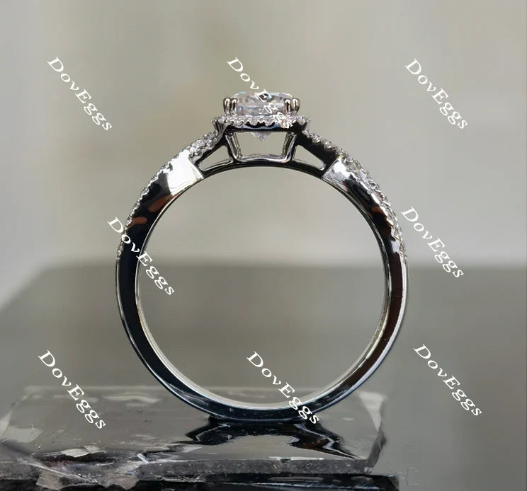 Doveggs cris cross band halo engagement ring semi-mount only(Exclusively to DovEggs Stones)