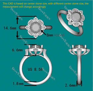 The Diane flower shape engagement ring only semi-mount only(Exclusively to DovEggs Stones)