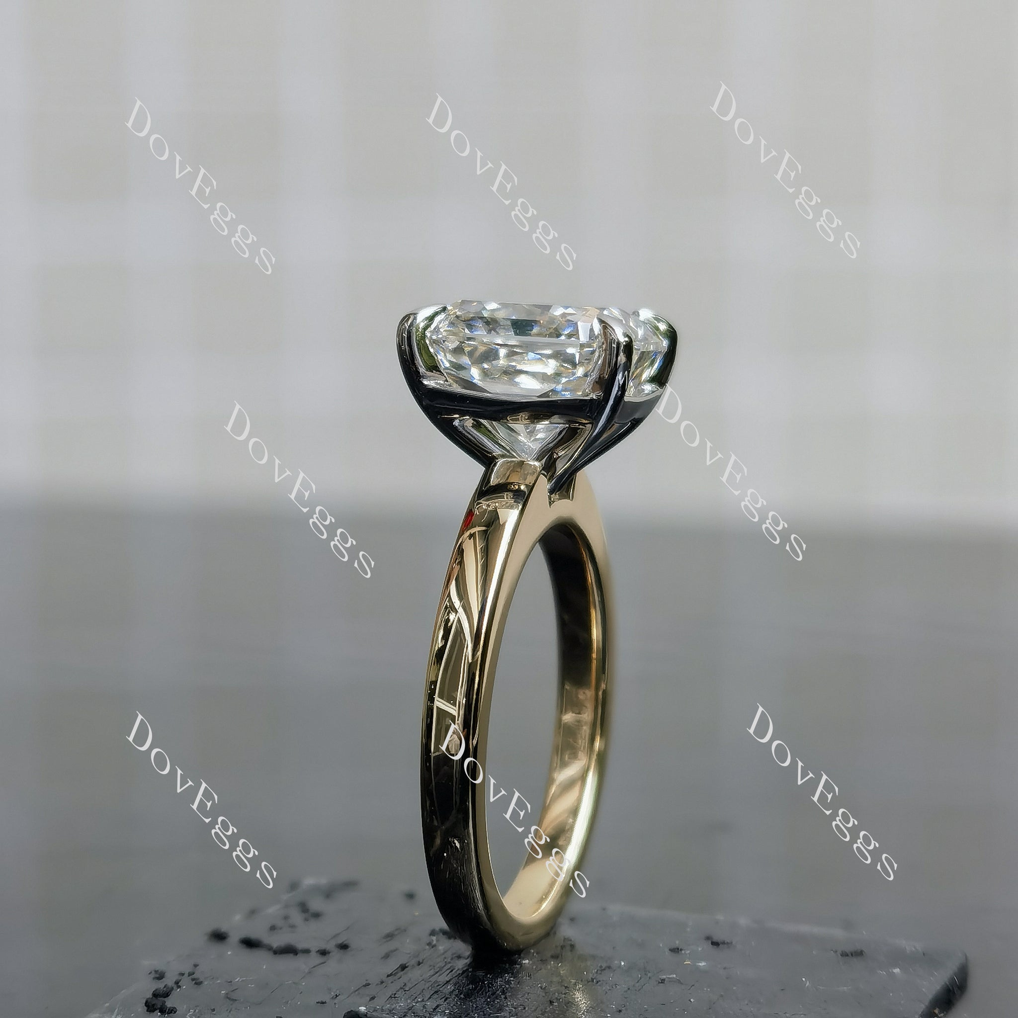 Doveggs Radiant Pave Solitaire Lab Grown Diamond Engagement Ring