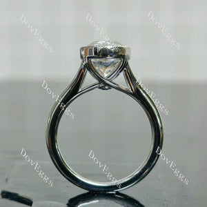 Doveggs oval bezel split shanks moissanite engagement ring