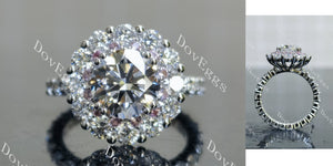 Round Halo Floral Lab Grown Diamond Engagement Ring