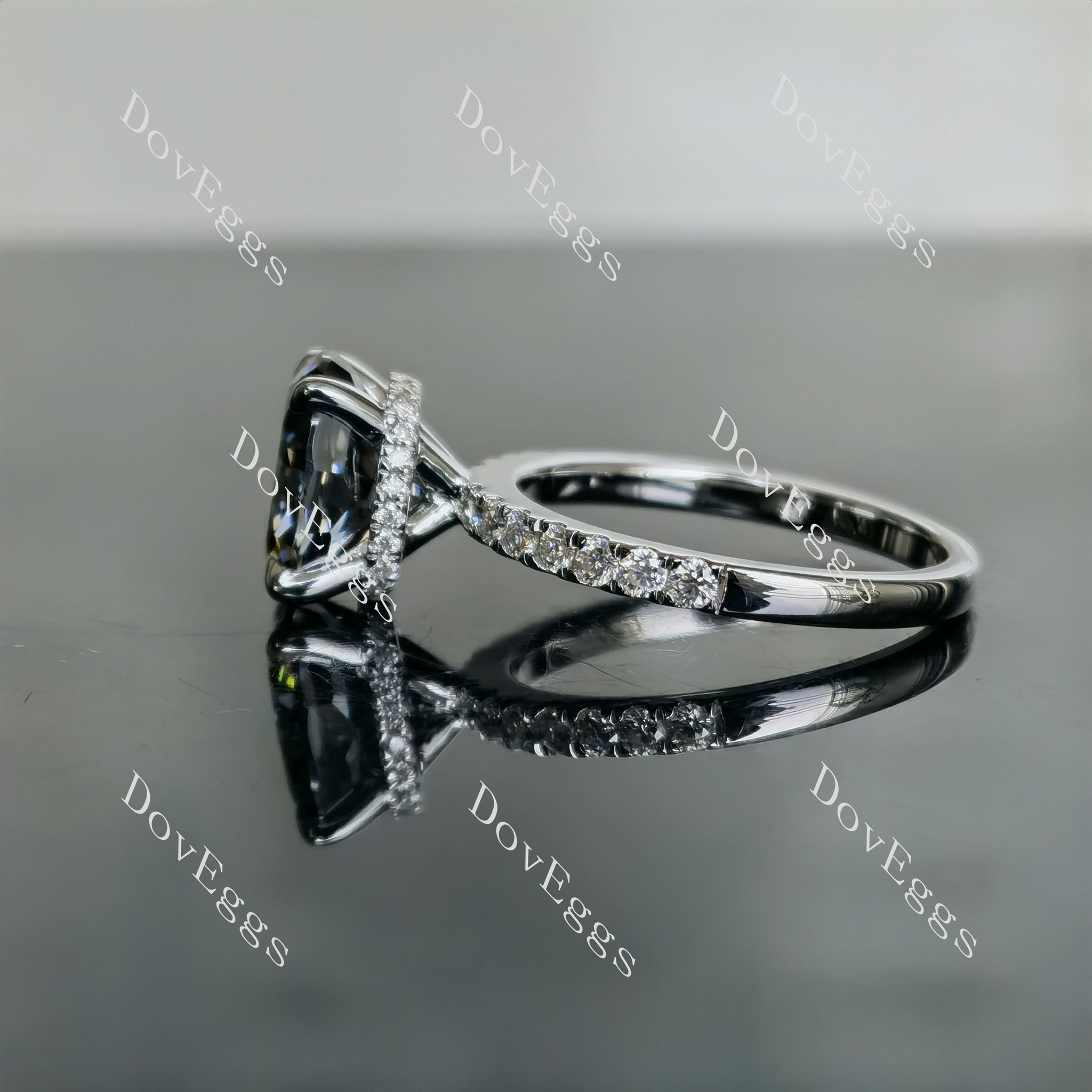 Illumination oval stardust grey moissanite ring