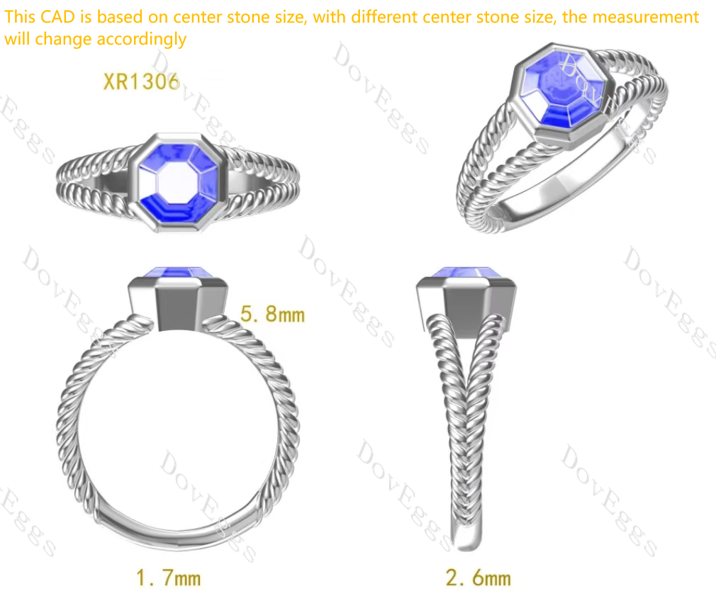 Doveggs bezel solitaire eternity engagement ring semi-mount only(Exclusively to DovEggs Stones)