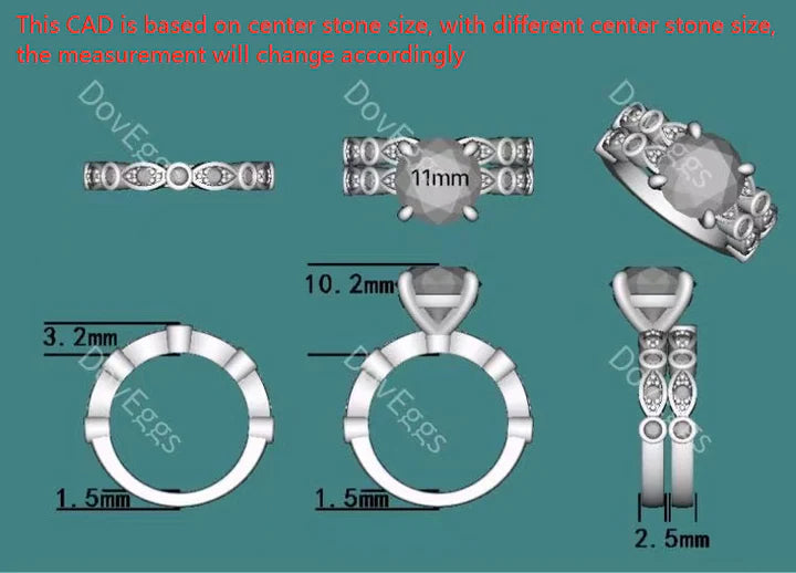 DovEggs art deco engagement ring only semi-mount only(Exclusively to DovEggs Stones)