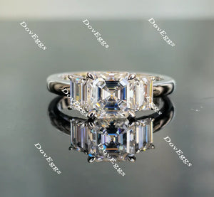 Doveggs side-stone three-stone engagement ring semi-mount only(Exclusively to DovEggs Stones)