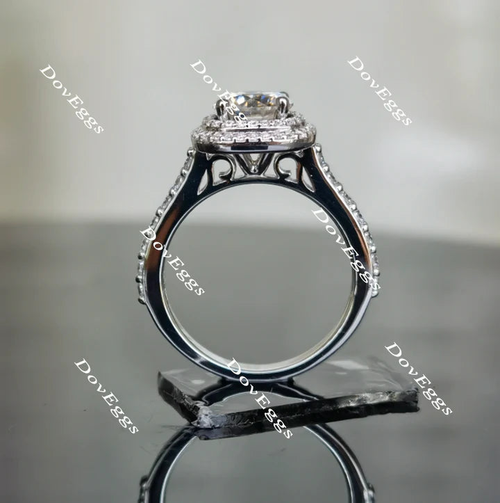 DovEggs half eternity pave halo engagement ring semi-mount only(Exclusively to DovEggs Stones)