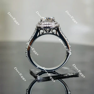 DovEggs half eternity pave halo engagement ring semi-mount only(Exclusively to DovEggs Stones)