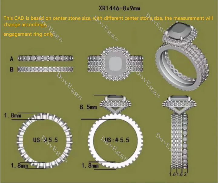 DovEggs halo full eternity pave engagement ring semi-mount only(Exclusively to DovEggs Stones)