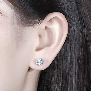 DovEggs 2ct round light blue moissanite stud push back earrings for women