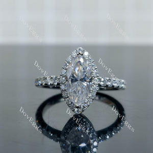 Doveggs Marquise Modified H&A cut halo moissanite engagement ring