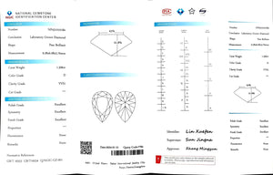 Doveggs 1.306ct pear D color VVS1 Clarity Excellent cut lab diamond stone(certified)