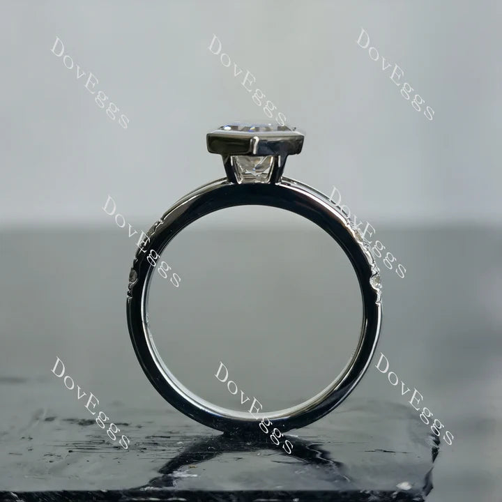 DovEggs bezel setting split shank engagement ring only semi-mount only(Exclusively to DovEggs Stones)