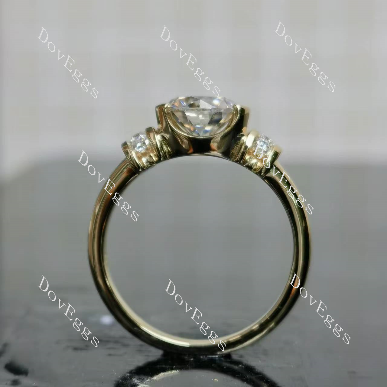 Doveggs round bezel vintage moissanite engagement ring