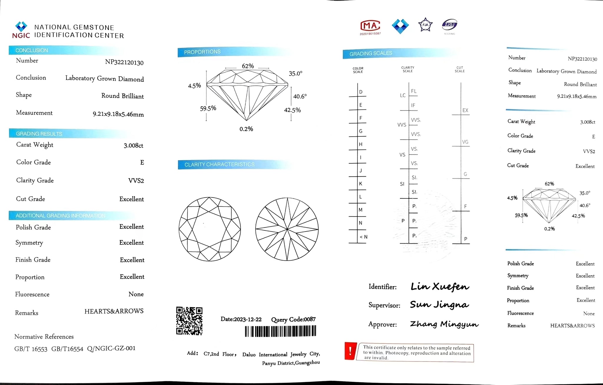 Doveggs 3.008ct round E color VVS2 Clarity Excellent cut lab diamond stone(certified)