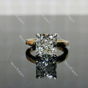 Doveggs Radiant Pave Solitaire Lab Grown Diamond Engagement Ring