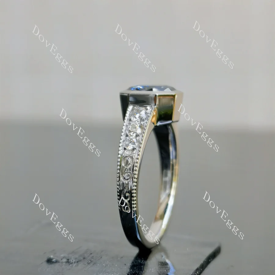 Doveggs bezel pave engagement ring semi-mount only(Exclusively to DovEggs stones)