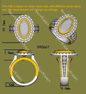 The KayleeRay oval bezel channel set halo moissanite engagement ring