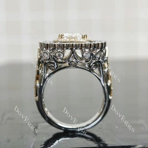 Doveggs radiant halo vintage pave moissnaite engagement ring