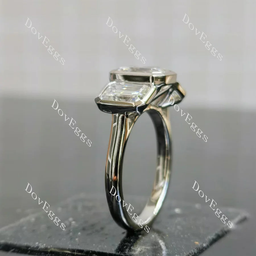 Doveggs bezel three stones engagement ring only semi-mount only(Exclusively to DovEggs Stones)