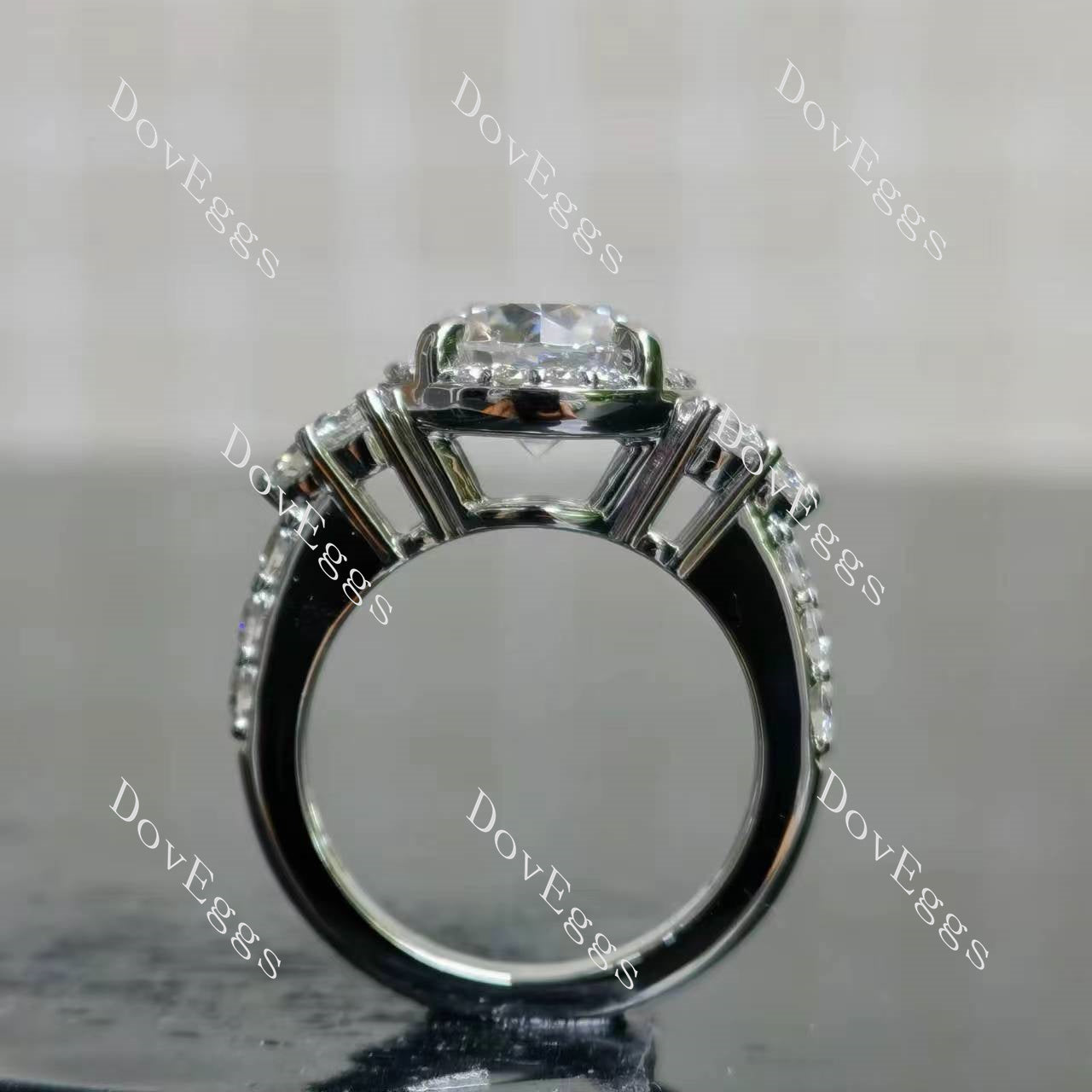 Doveggs round halo side stones moissanite engagement ring