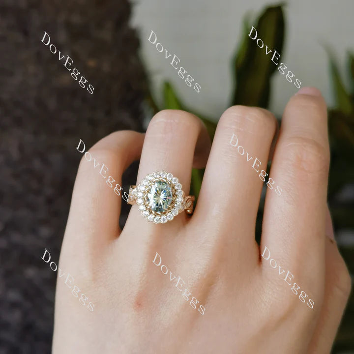 The Fiona halo floral  engagement ring only semi-mount only(Exclusively to DovEggs Stones)