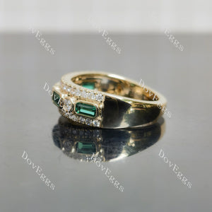 Doveggs round emerald pave bezel moissanite/lab grown diamond wedding band-6mm band width