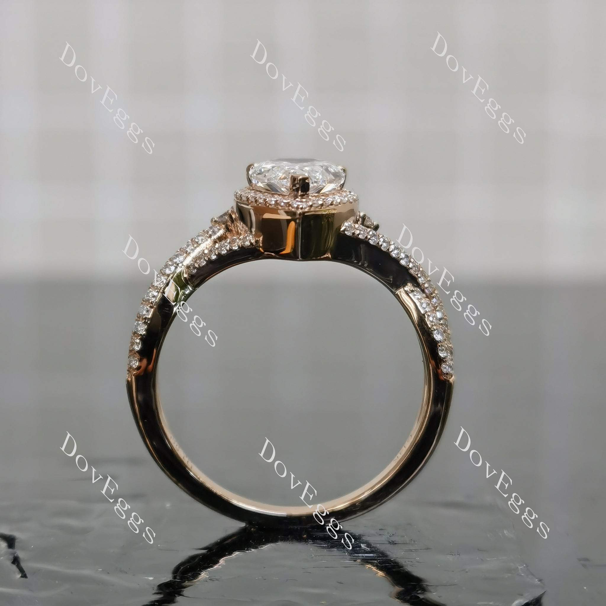 Doveggs Marquise Halo 3/4 Eternity Lab Grown Diamond Engagement Ring